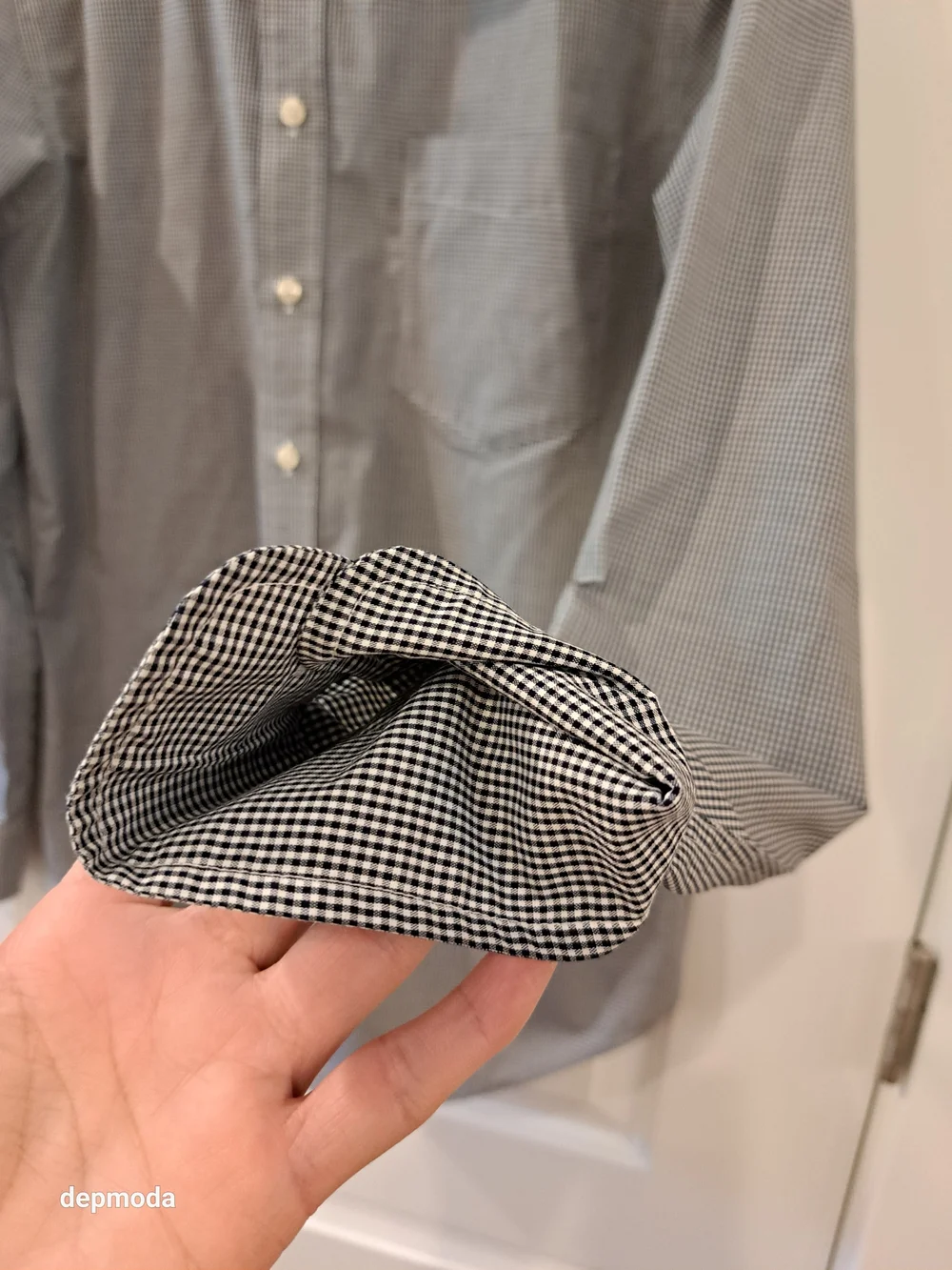 Merona Men's Non-iron -Gray Micro-Check Long Sleeve Dress Shirt size M